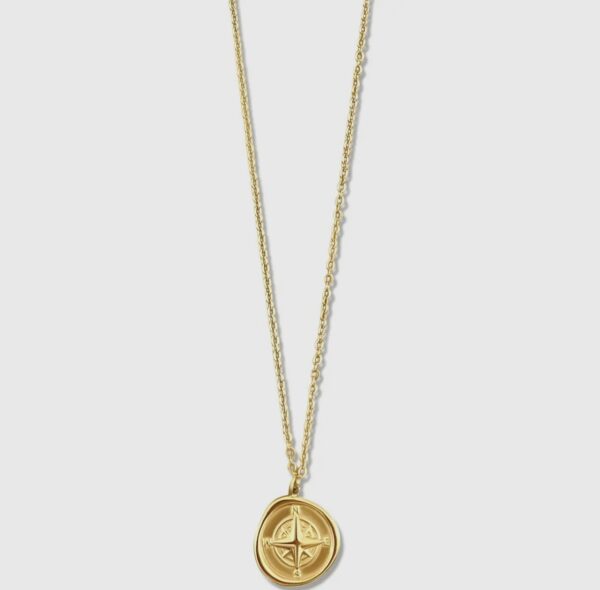 A gold necklace with a star on it