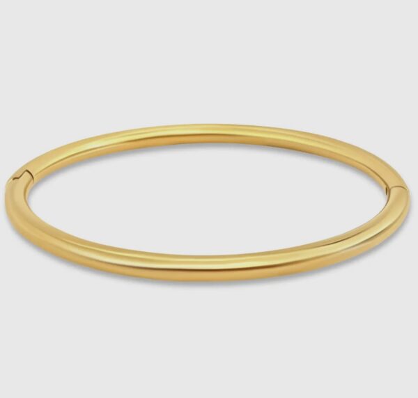 A gold bangle is shown with no background.